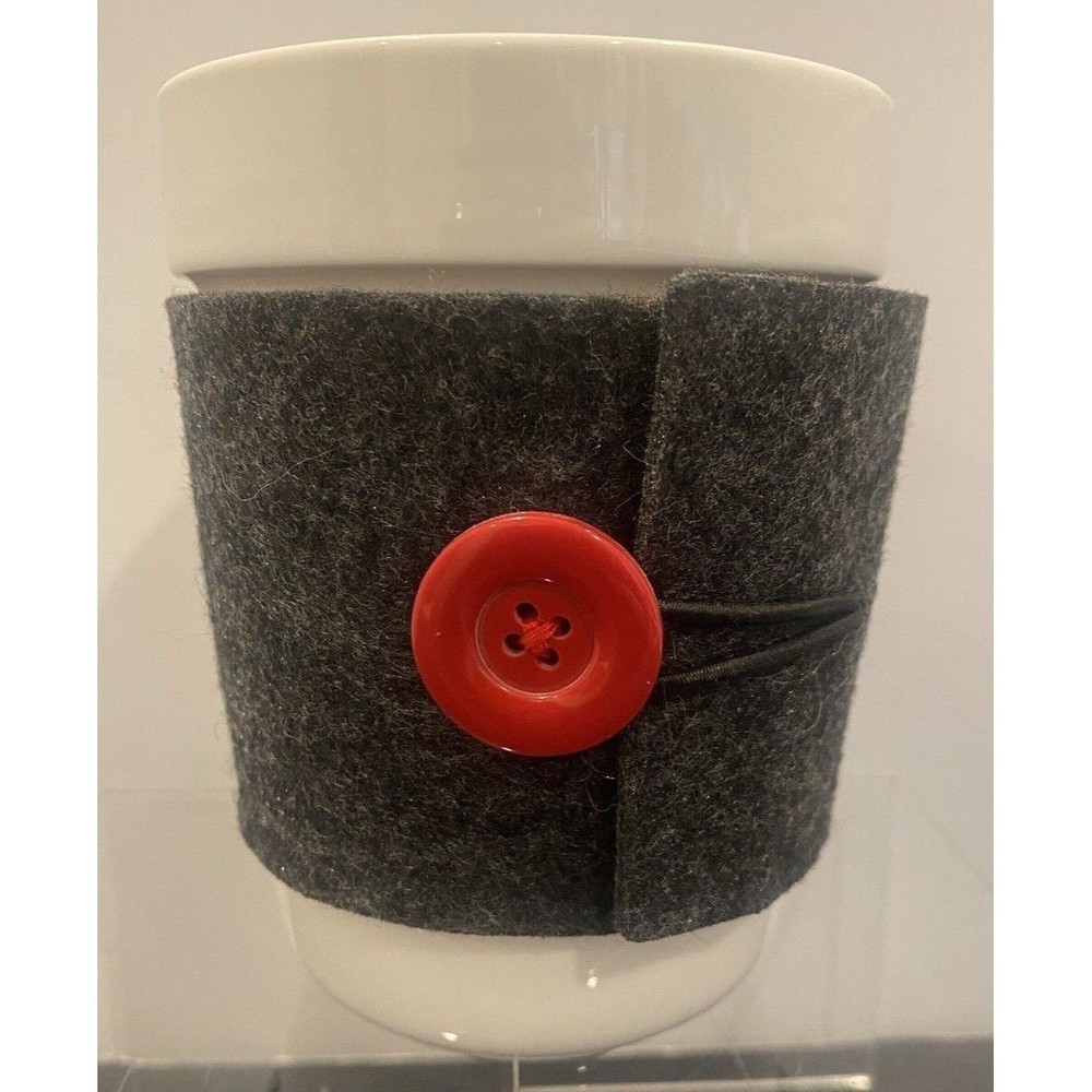 Starbucks White Mug with Decorative Button Fabric Cozie